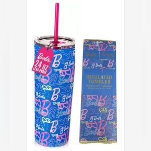Dragon Glassware x Barbie 24 oz Insulated Stainless Steel Tumbler Lid & 2 straws